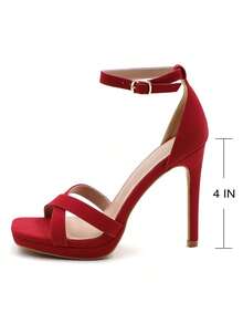 Women's Platform Heels  Heel Sandals Party Bridal Evening Shoes Francisca-2 - Đỏ - Xem 5