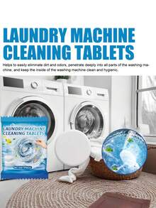 Deep Cleaning Effervescent Washing Machine Cleaner Tablets - Descaler & Deodorizer For Laundry Appliances, Household Drum & Tank Maintenance