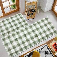 Modern Plaid Pattern Doormat, Rug, Traditional Long Carpet, Suitable For Hallway, Kitchen, Bedroom, Living Room, Entrance, Balcony, Home Decor, Stain Resistant, Coffee Shop, Bar, Holiday, Party, Bedroom Mat, Bath Mat, Room Decor, Kitchen Decor, Black And White Rug - Black and White - View 9