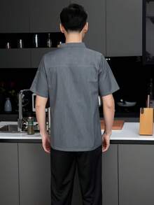 New Customized Fashion Work Uniform, Unisex Short Sleeve Gray Breathable Mesh High-End Hotel Work Uniform, Suitable For Western Restaurant, Bakery, Coffee Shop, Flower Shop, Barbecue Shop, Fast Food Restaurant. Personalized Design, Elegant And Generous, Pocket Design For Easy Storage Of Small Items, Skin-Friendly And Durable Fabric - Grey - View 6