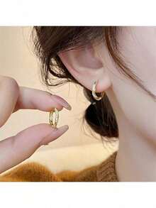 M ö Bius Circle Earrings, New Simple And Fashionable Earrings, Gold And Silver High Grade Ear Buckles, Women's Gifts - Vàng - Xem 2