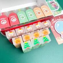 6 Peças de Borrachas Miniatura de Natal, com Desenhos de Boneco de Neve, Rena e Árvore de Natal, Perfeitas para Lápis de Estudante, Lembrancinhas de Festa e Recompensas em Casa ou na Escola