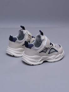 زوج من أحذية الأطفال الرياضية الكاجوال الشبكية الوردية، أحذية أطفال جديدة للربيع/الخريف مع خطاف وحلقة، أحذية أطفال صغار مريحة بألوان متباينة جذابة