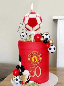 Red Soccer Shaped Celebration Cake Topper Candles For Anniversary, Birthday Party - Red - View 2