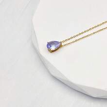 1 pieza Collar con piedra de nacimiento de diciembre, acero inoxidable con circonita en forma de pera con baño de oro de 18K, adecuado para uso casual de mujer, regalo para amigos, madres, cumpleaños, joyería