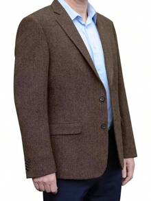 Men's Tweed Blazer Jacket 2 Button Lightweight Herringbone Casual Sport Coat Wedding Groomsmen Prom Jackets-2025 - Xám - Xem 2