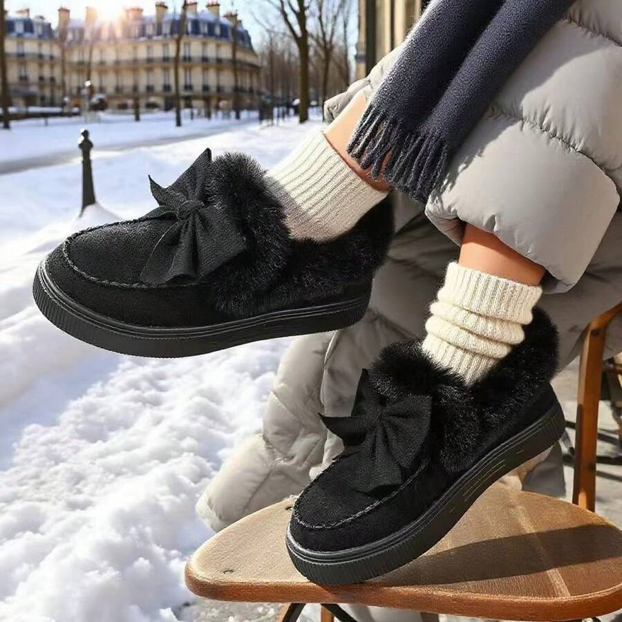 Bottes de neige mode polyvalentes en fausse fourrure doublées de peluche, doublure thermique épaisse et chaude