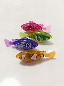 4-Color Electric Simulation Fish Cat Toy, Automatic Swimming Fish Toy, Sensing Swaying Fish Toy That Glows, Includes Batteries
