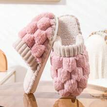 Women's Men's Comfortable Chic Women's Winter Plush Slippers - Soft, Warm Interior Comfort With A Plaid That Is Perfect For Family Relaxation - Hồng - Xem 3