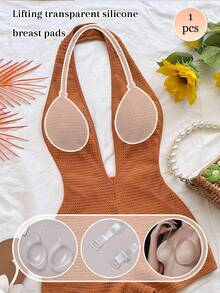 1/2 Stücke Frauen Sport Silikon transparent unsichtbarer Lift-Up Klebebrustpolster mit Einweg-Nippelabdeckungen, geeignet für Kleider und Hochzeitskleider