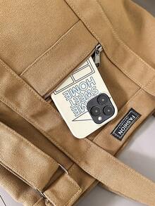 复古时尚男士托特包，大容量日式单肩包，适合工作、上学、度假、通勤，可斜挎或双肩背，返校必备帆布托特包 - 彩色 - 查看 11