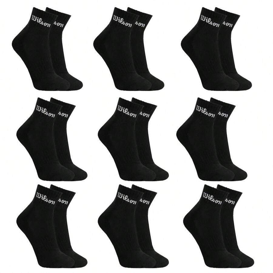 Wilson Men's 9 Pairs Mid-Calf Socks Kit - 黑色 - 查看 1