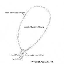 1pc New Classic Letter Pendant Spring Clasp Silver Stainless Steel Paperclip Chain Necklace, Women - Silver - View 2