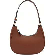 FashionPuzzle Small Crescent Shoulder Bag Underarm Purse - 棕色/棕色 - 查看 1