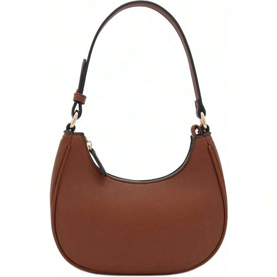 FashionPuzzle Small Crescent Shoulder Bag Underarm Purse - 棕色/棕色 - 查看 1
