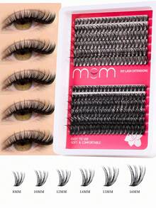 MEM 240片/套 单根假睫毛，浓密型，30D/40D/60D/80D D型卷翘，8-16毫米，DIY假睫毛，自然妆效，浓密纤长，超柔软轻盈，可重复使用，单根假睫毛，睫毛嫁接套装，适合旅行、日常佩戴（新手友好）、婚礼、约会、派对、节日，也是圣诞节/万圣节/送礼佳品。 - 黑色 - 查看 3