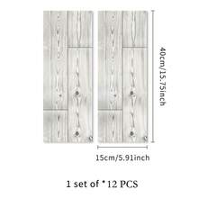 12/24/36 piezas Baldosas de piso de grano de madera gris y blanco impermeables y antideslizantes, pegatinas de piso de PVC, adecuadas para cocina, baño, sala de estar, renovación, patrón a rayas de moda, uso en interiores, decoración de pared con impresión de arte rectangular
