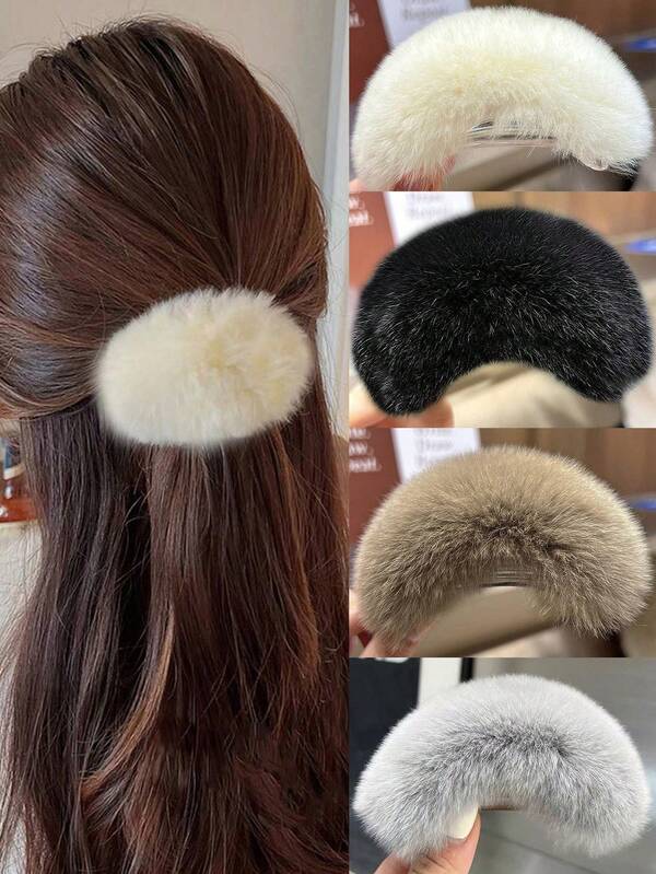 1pc Women's Hair Clip, Cute Fluffy Twist Hair Claw, Suitable For Daily Wear, Outdoor, Home And Various Occasions, Claw Clips, Hair Claws, Clips For Hair, Hair Slide, Hair Barrettes, Winter Accessories