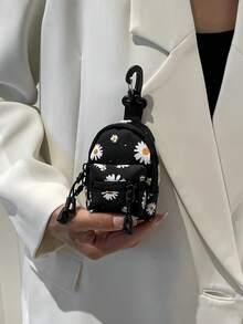 Mini Pouch Small Canvas Coin Purse Wallet, Travel Tactical Bag For AirPods, Earphones, Galaxy Buds, Coins, Keys, Paper Money, Zebra, Leopard, Cow, Cherry, Daisy Print - Multicolor - View 5