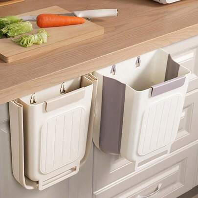 厨房垃圾桶壁挂式可折叠, 家用橱柜悬挂式, 家用厨房垃圾柜门专用垃圾收纳, 不弯曲, 加厚大口径垃圾桶, 浴室收纳纸篓, , 适用于办公桌柜, 厨房悬挂式橱柜门, 户外, 卧室, 客厅使用, 家居装饰, 复活节礼物, 家居礼品, 房间装饰,厨房垃圾桶,