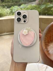 1pc Pink Heart & Cherry 360° Rotating Strawberry Tea Cup Magnetic Phone Holder, Cute Gift For Couples, Friends, Classmates Compatible With IPhone, Android Phone, Gift For Birthday, Family, Friends Push-Pull Phone Grip Phone Accessories - Multicolor - View 6