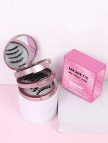 Waloshow 3 对/套 CC 卷曲磁性睫毛自然外观磁性睫毛套装，带专业涂抹器 + 5 件睫毛夹、眉刀和眉夹、眼尾拉长、混合风格、3D 自然漫画睫毛猫眼蓬松纤细柔软睫毛假睫毛假睫毛条、2025 年夏季旅行必备品、节日礼物指南、海滩度假、露营旅行、送给女士和女孩的礼物条状睫毛、睫毛、睫毛、假睫毛 - 自然纖長款 - 查看 4