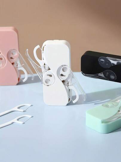 Tragbare Alles-in-einem Zahnseide Aufbewahrungsbox - Automatischer Spender hält Zahnseide sauber und ordentlich - Geeignet für Reisen, Camping, Restaurants und Partys (Inklusive 12 Zahnseiderollen)