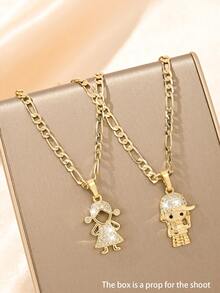 1 Piece Of Exquisite And Elegant Shiny Skirt Girl @ Hip Hop Hat Girl Copper Pendant Copper Inlaid Zirconia Necklace, Suitable For Giving To Girls/Boys/Family/Friends/Versatile/Light Luxury/Party/Banquet/Festival/Christmas/Thanksgiving/Halloween/Gift