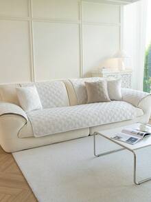 1pc Geometric Quilted Velvet Sofa Cushion, Minimalist Style, Non-Slip Back, Pet-Friendly, Soft Multi-Functional Anti-Dirt Anti-Dust, Holiday Decor Sofa Cover, Suitable For Backrest, Armrest, All Seasons