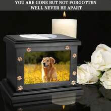 Pet Memorial Urns For Dogs Or Cats Ashes  Wooden Funeral Cremation Urns With Photo Frame Keepsake Memory Box - 黑色 - 查看 4