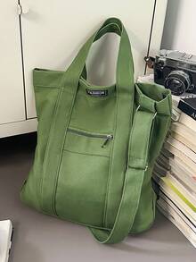 复古时尚男士托特包，大容量日式单肩包，适合工作、上学、度假、通勤，可斜挎或双肩背，返校必备帆布托特包 - 彩色 - 查看 13