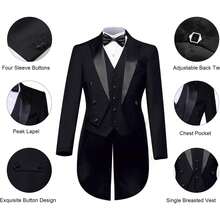 Mens Suits 3 Piece Slim Fit,Men's Tailcoat Suit Single Breasted Swallow Tail Coat For Proms,Concert,Weddinghalloween - 深灰色 - 查看 11