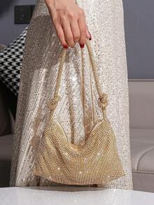 Shiny Rhinestone Evening Bag, Handbag For Party, Banquet, Ball, Fashionable Clutch, Perfectly Matching With New Years Outfit, Excellently Matching With Party Dresses For Women, Glamorous Rhinestone Bag,Lightweight,Business Casual Rhinestone Decor Bucket Bag Mini Drawstring Design, Clear Bag Faux Pearl Bag Evening Bag,Dinner Bag Glamorous,Elegant,Exquisite,Quiet Luxury Rhinestone For Party Girl,Woman,Bride Perfect For Party,Dinner/Banquetchristmas Party Dress, Perfectly Matching With Bridal Party, Best Choice Elegant Bag For Bridal Shower - Vàng - Xem 2