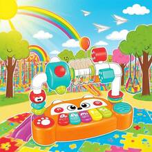 1 pieza Juguete de piano electrónico de zorro bebé, juguete de música inteligente multifuncional para educación temprana, adecuado como regalo para bebés (color y patrón de expresión aleatorios) - Multicolor - Ver 4