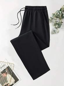 New Women's Outdoor Casual Pants, Loose Fit, Solid Color Design, Suitable For All Seasons, Slimming And Versatile, Suitable For Hiking, Camping, Adventure, Jogging And Various Occasions - Black - View 2