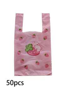 25/50/100 Pcs Strawberry Rabbit Pattern Gift Bags, Creative Tote Bags, Small Gift Packaging Bags DIY Gift Bags, Used For Holiday, Birthday, Wedding, Party Gift Packaging Bags.