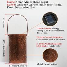 1 Piece Of Retro-Style Metal Lamp With Hollowed-Out Leaf Patterns And Solar-Powered Function, Named "Solar Leaf Pattern Ambiance Lamp" With A Decorative Theme. It Is Suitable For Courtyards, Terraces, Gardens, And Foyers.