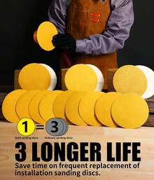 6Inch 60/80/100/120/150/240/320/400/600 Grit No-Hole Hook And Loop Sanding Discs 50/100Pcs, Random Orbital Sandpaper For Automotive And Woodworking - Yellow - View 8