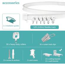 Flexible Bendable Ceiling Curtain Track Room Divider 12Ft Curved Curtain Rail Wall Mount RV Sliding Hospital Ceiling Track System Set For Curtains Bay Window - 8英尺 - 查看 9