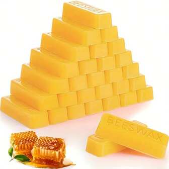 8Pcs Yellow Pure Beeswax Blocks - High-Quality Wax Molding Materials For DIY Crafts, Candle Making, And Artisanal Skincare Products, No Power Required, Craft Supplies, Traditional Crafting, Natural Appearance