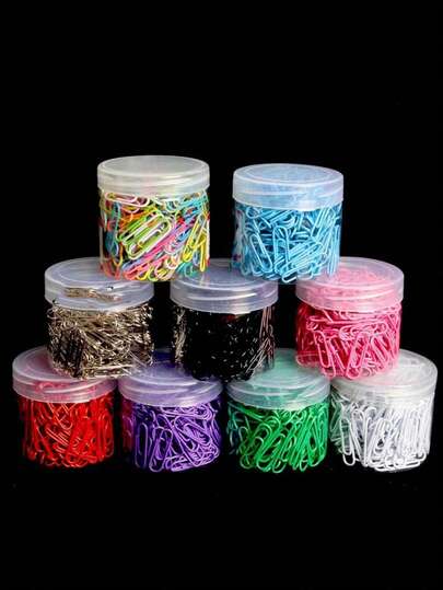 200pcs Paper Clips, Colored Paper Clips, Bucket Shaped Bookmarks, Office Stationery, Clip Clips
