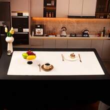 1pc Eye-Protecting Table Mat, Office Mat, Large Mouse Pad, Anti-Slip PU Leather Blotter Paper, Laptop Desk, Nail Art Makeup Desk Pad, Coffee Table Pad, Dressing Table Pad, Extra Large Tablecloth, Office And Home Waterproof Writing Pad, Waterproof, Oil-Proof, Wear-Resistant, No-Wash Home Dining Table Pad, - White - View 10