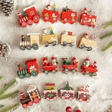 Treno in legno da scrivania mini per Natale, decorazione fai-da-te, decorazione per vetrina - Multicolore - Visualizzare 2