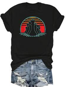 Camiseta de ajedrez unisex, de verano, casual, transpirable, con personalidad, cuello redondo, manga corta, ropa de calle, versátil, adecuada para adolescentes y adultos - Negro - Ver 1