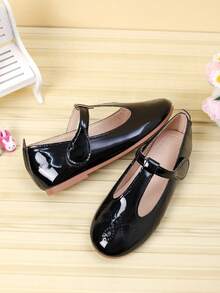 1 Pair Girls' Simple Flat Casual Shoes, Suitable For Autumn/Winter - Black - View 3