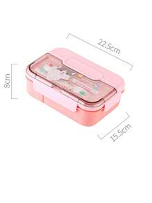 可定制文字Logo可爱卡通儿童便当盒套装，含勺子和叉子，学生便携式密封隔层塑料午餐盒，带餐具，防漏，易清洁，可微波炉加热，保温，儿童，晚宴，现代，多彩，可爱