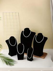 1pc Black Velvet Mannequin Bust Jewelry Display Stand, High-Quality Velvet Necklace Pendant Jewelry Photography Prop - Multicolor - View 1