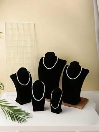 1pc Black Velvet Mannequin Bust Jewelry Display Stand, High Quality Velvet Necklace Pendant Jewelry Display Rack, Photography Prop