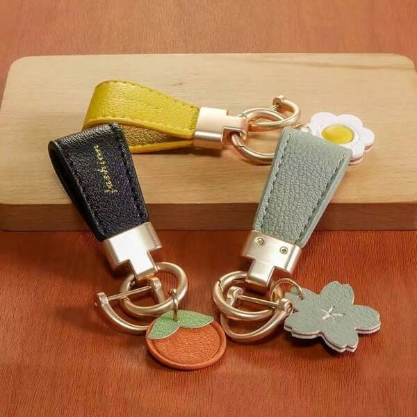 Solid Color Fresh Keychain Pendant Creative Personalized Simple And Exquisite Men And Women's Car Keychain Ring Bag Pendant Bag Accessories Lanyards With Id Holder Car Accessories Bag Charms Christmas Gift