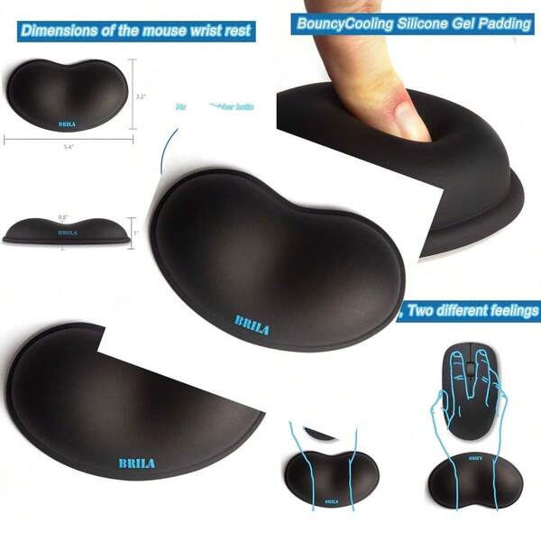 Ergonomic Silicone Mouse Wrist Rest Cooling Silica Gel PU Leather Mouse Wrist Support Pad For Office Work And Laptop Computer Gaming